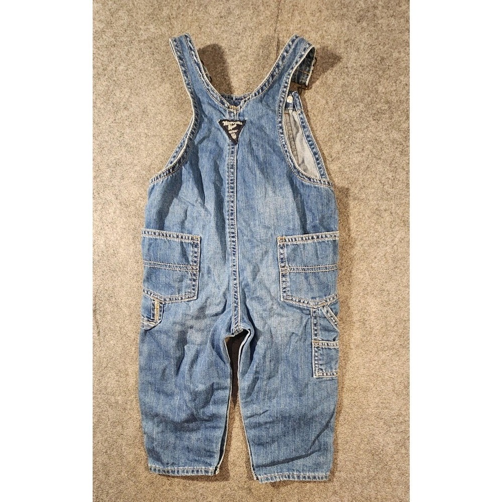 OshKoshVintage B'gosh Overalls Boys 24M Blue Denim Cargo Utility Adjustable - Picture 7 of 14